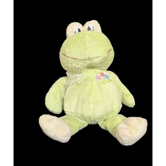 KellyToy Stuffed Frog Plush Toy With Embroidered Flowers - Picture 1 of 8
